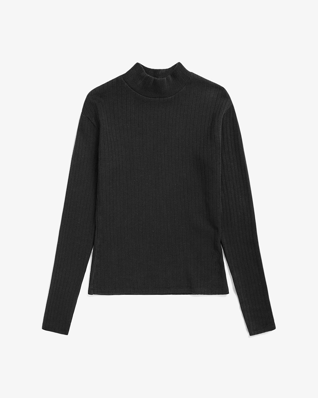 Rotholz Schweres Mockneck Longsleeve Bio Baumwolle - Schwarz