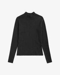 Schweres Mockneck Longsleeve Bio Baumwolle - Schwarz