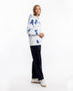 Batik Hoodie Bio Baumwolle - Blau/Off-White