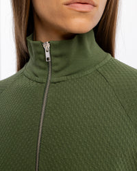 Half Zip Sweat Kleid Bio Baumwolle - Grün