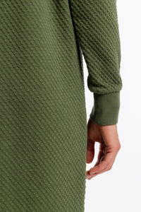 Half Zip Sweat Kleid Bio Baumwolle - Grün