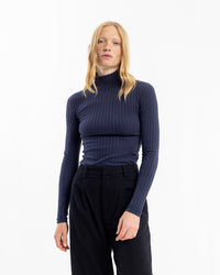 Geripptes Longsleeve Bio Baumwolle - Dunkelblau