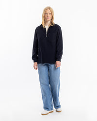 Half Zip Sweatshirt Bio Baumwolle - Schwarz