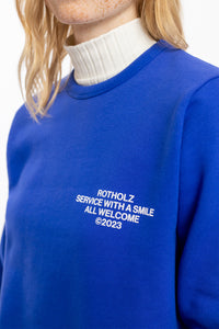 Willkommen Print Sweatshirt Bio Baumwolle - Kobalt