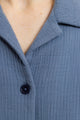 Kurzes Bowling Shirt Bio Baumwolle - Blau