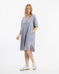 Kaftan Kleid Lyocell - Blau Gestreift