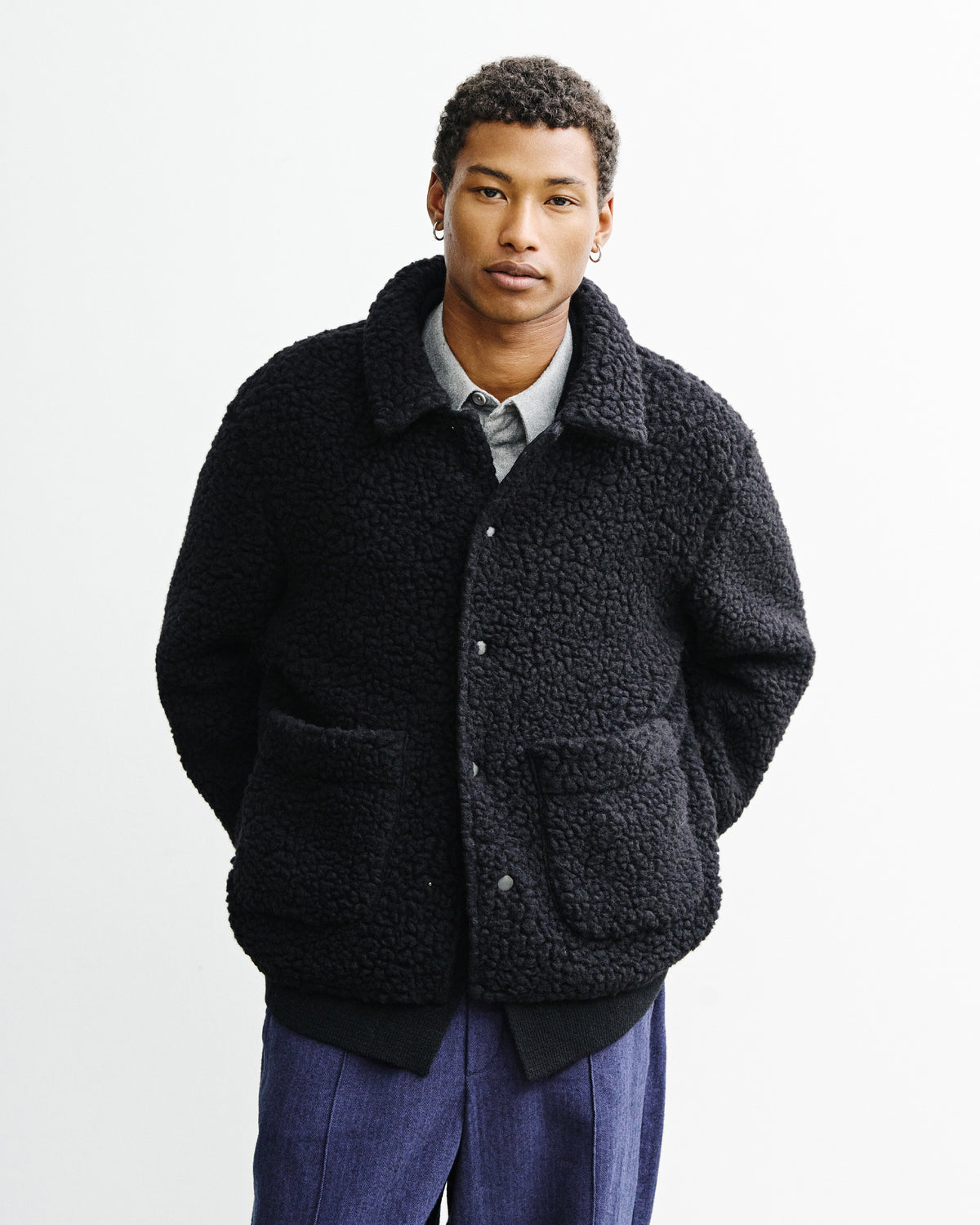 Sherpa Jacke Bio Wolle - Schwarz
