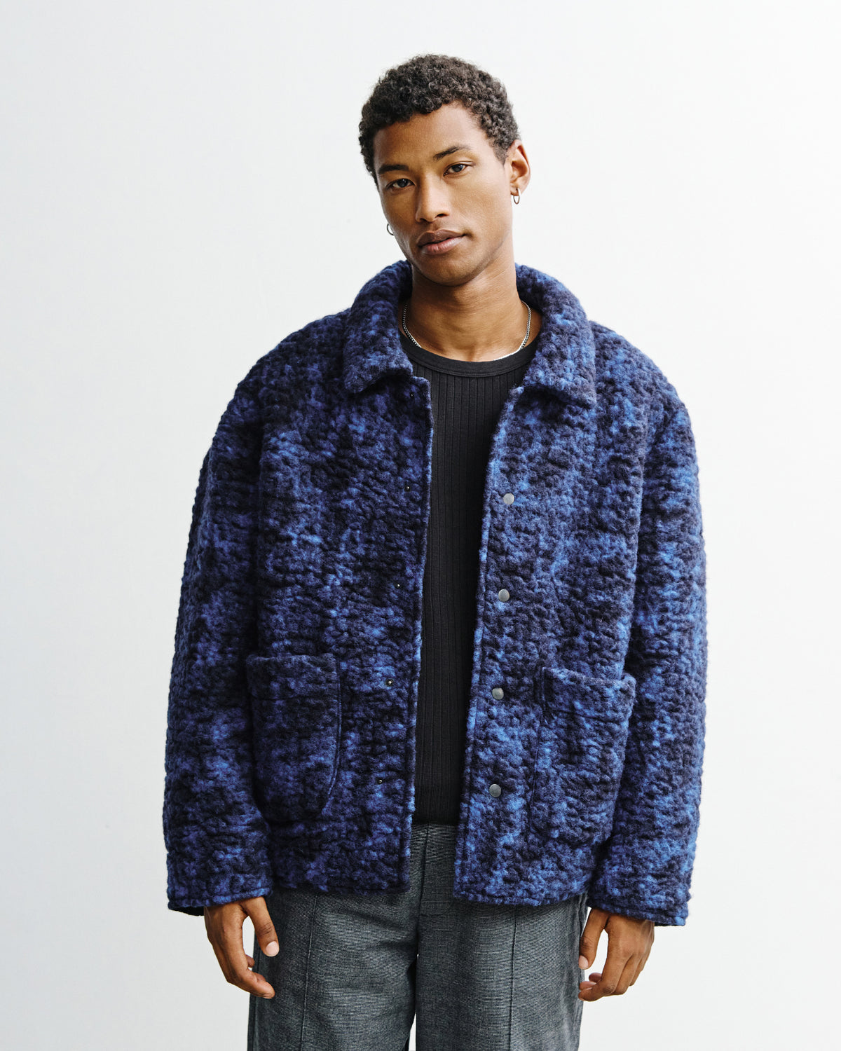 Sherpa Jacke Bio Wolle - Blau