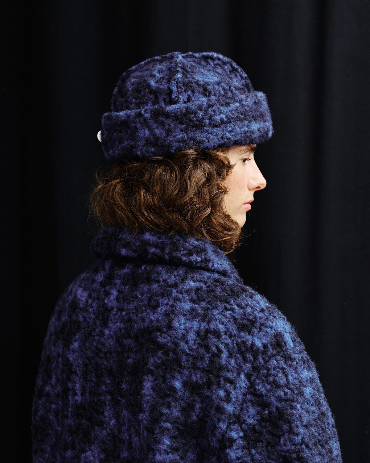 Sherpa Jacke Bio Wolle - Blau