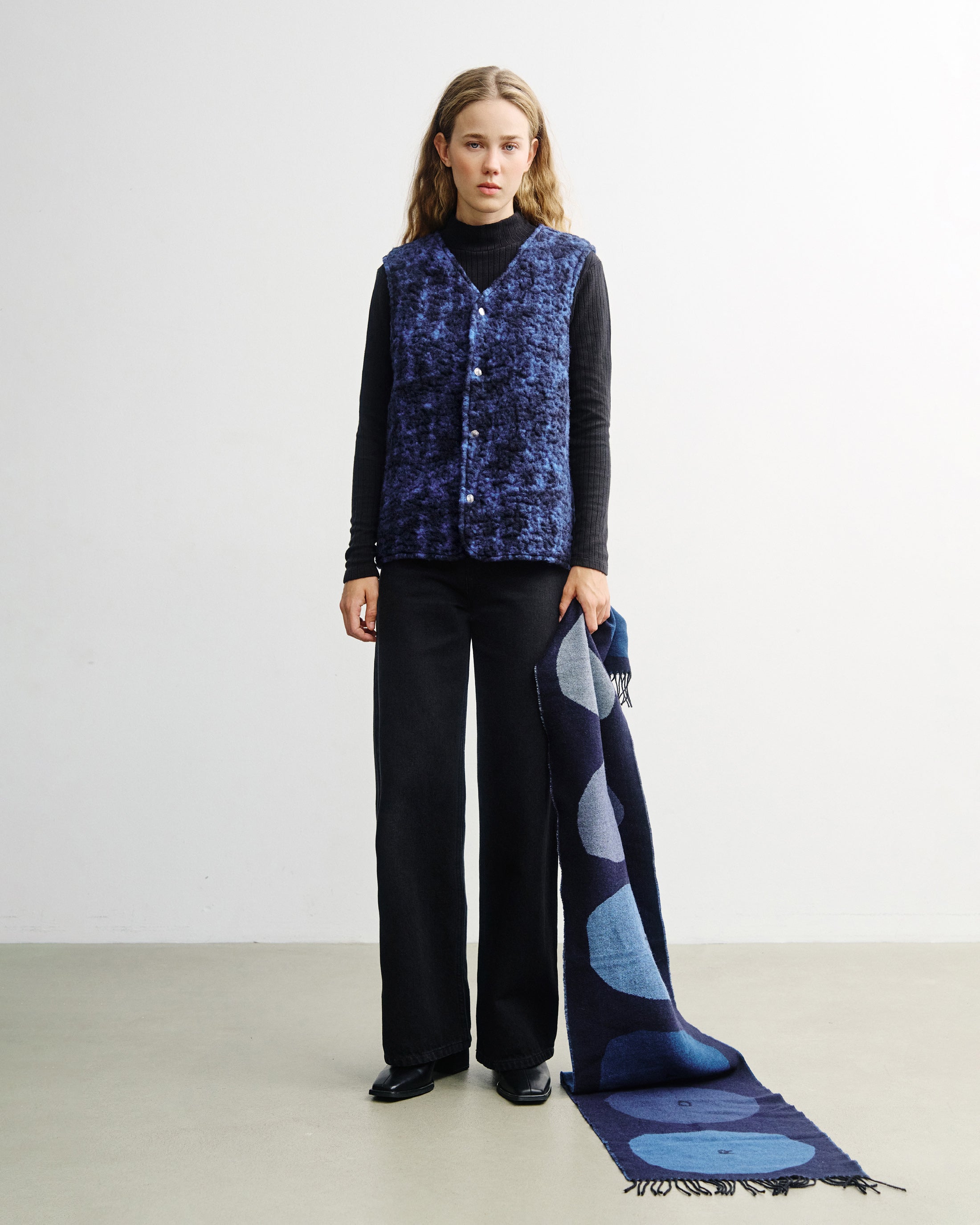Sherpa Weste Bio Wolle - Blau