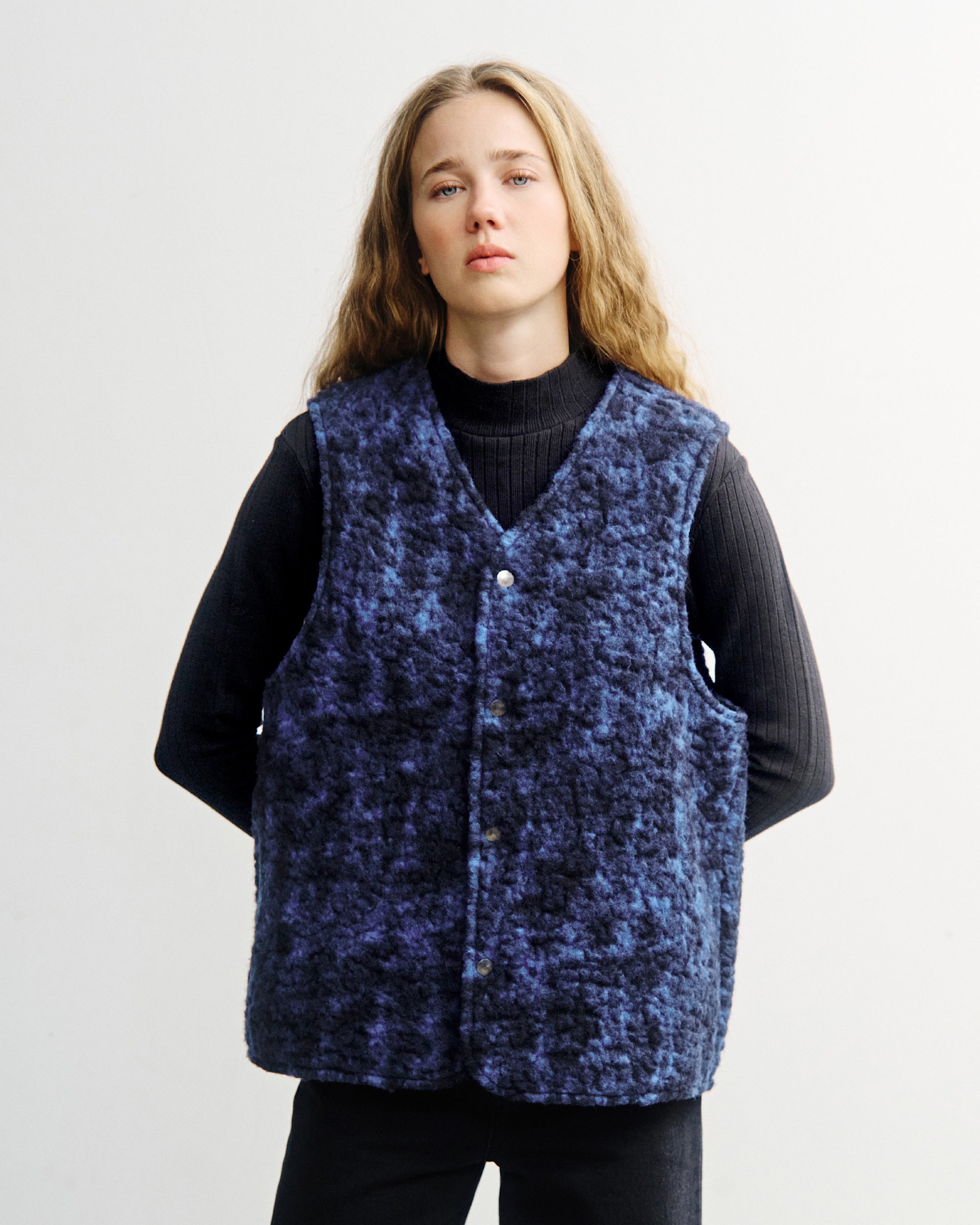 Sherpa Weste Bio Wolle - Blau