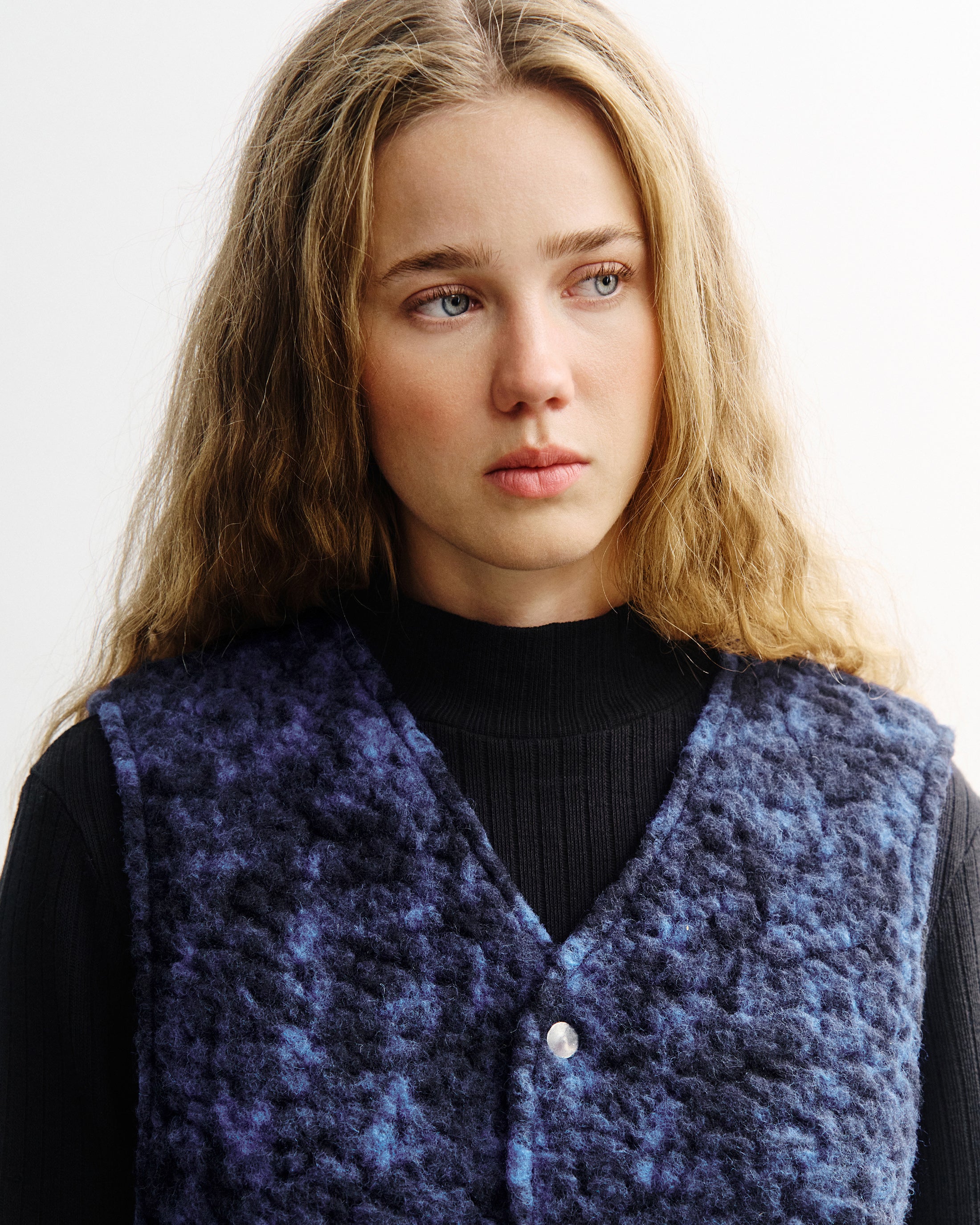 Sherpa Weste Bio Wolle - Blau