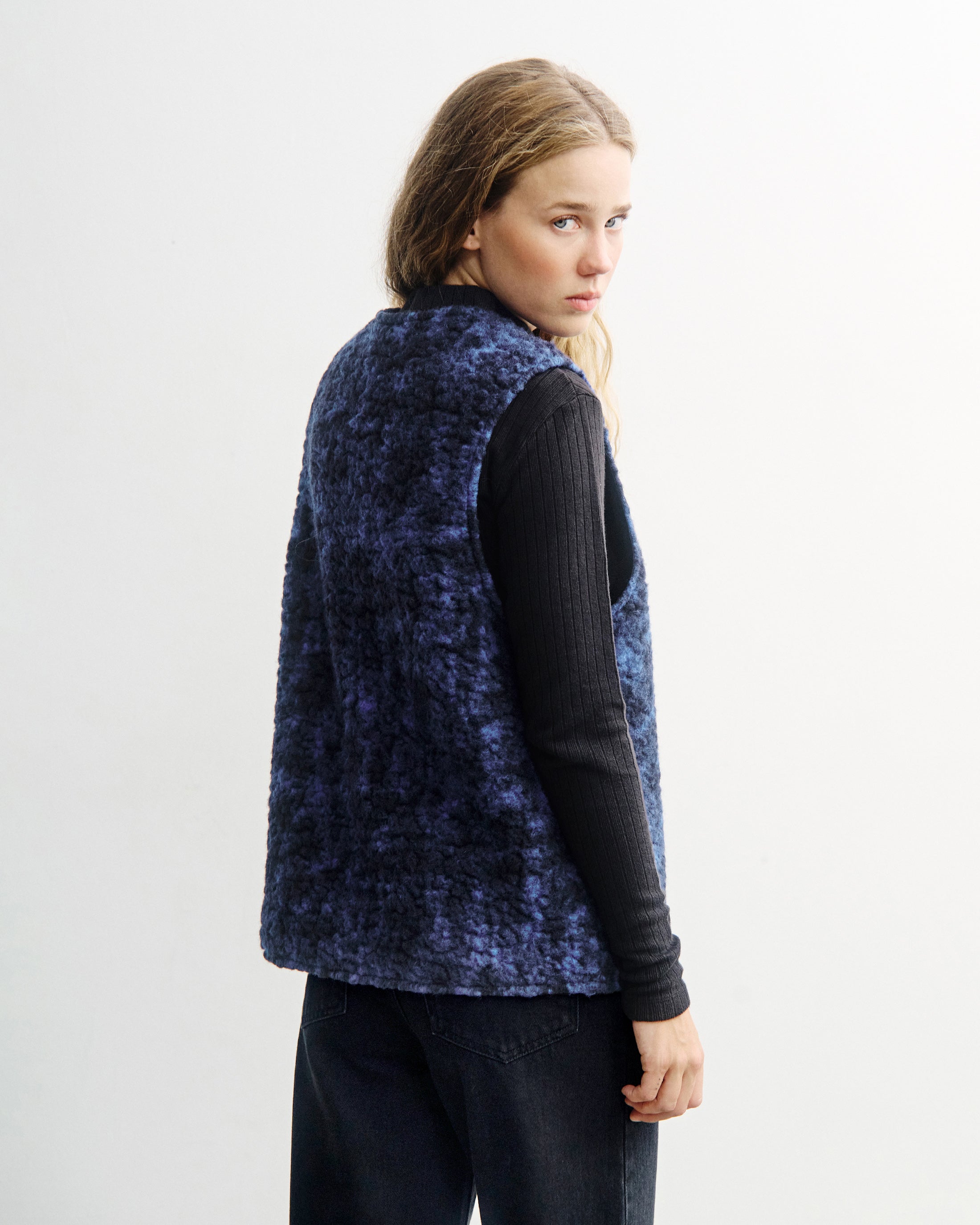 Sherpa Weste Bio Wolle - Blau