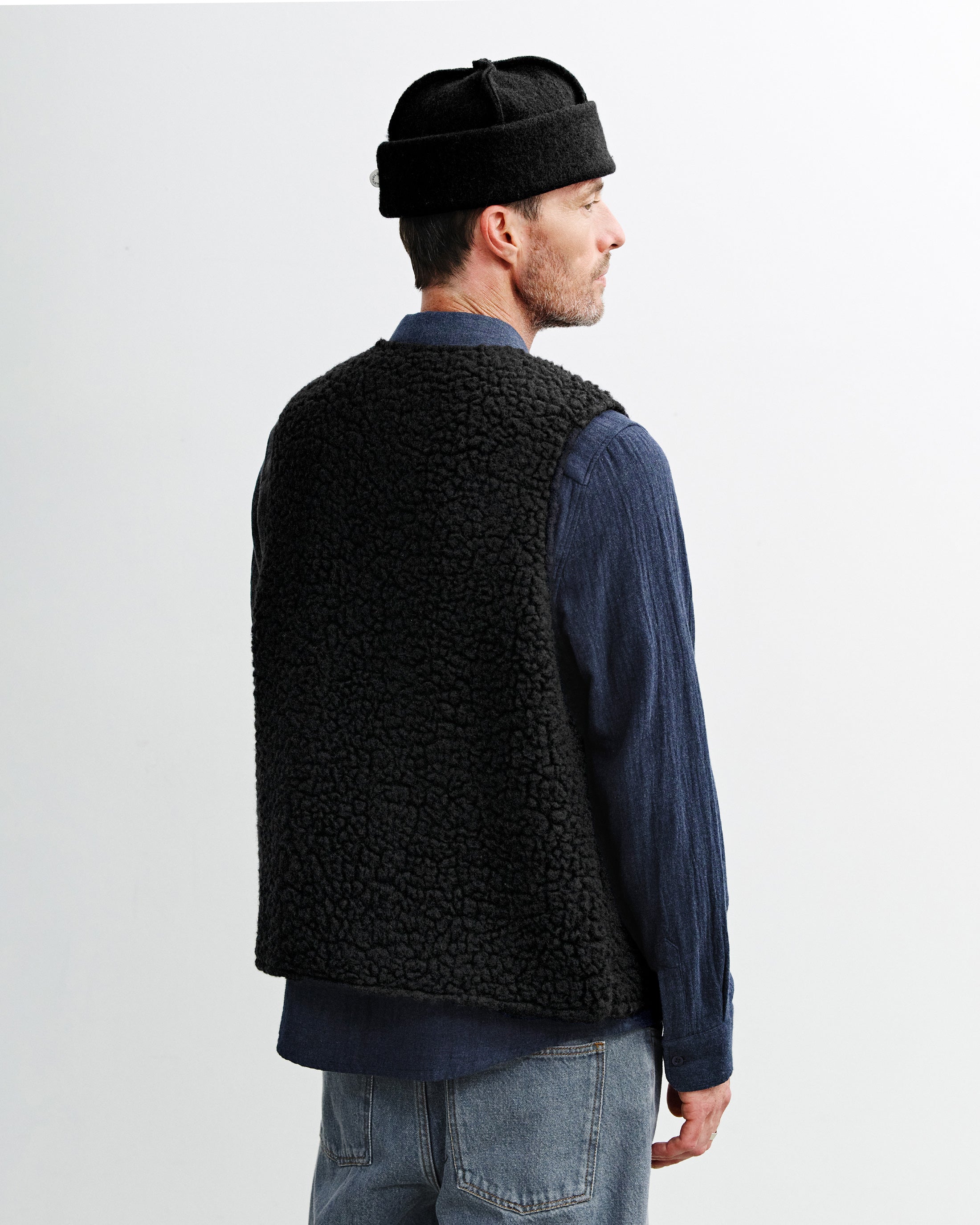 Sherpa Weste Bio Wolle - Schwarz