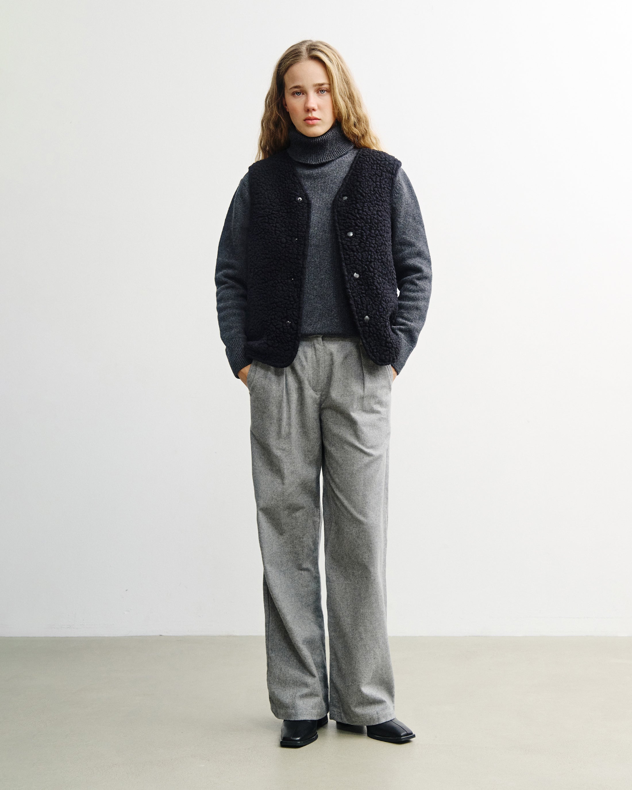 Sherpa Weste Bio Wolle - Schwarz