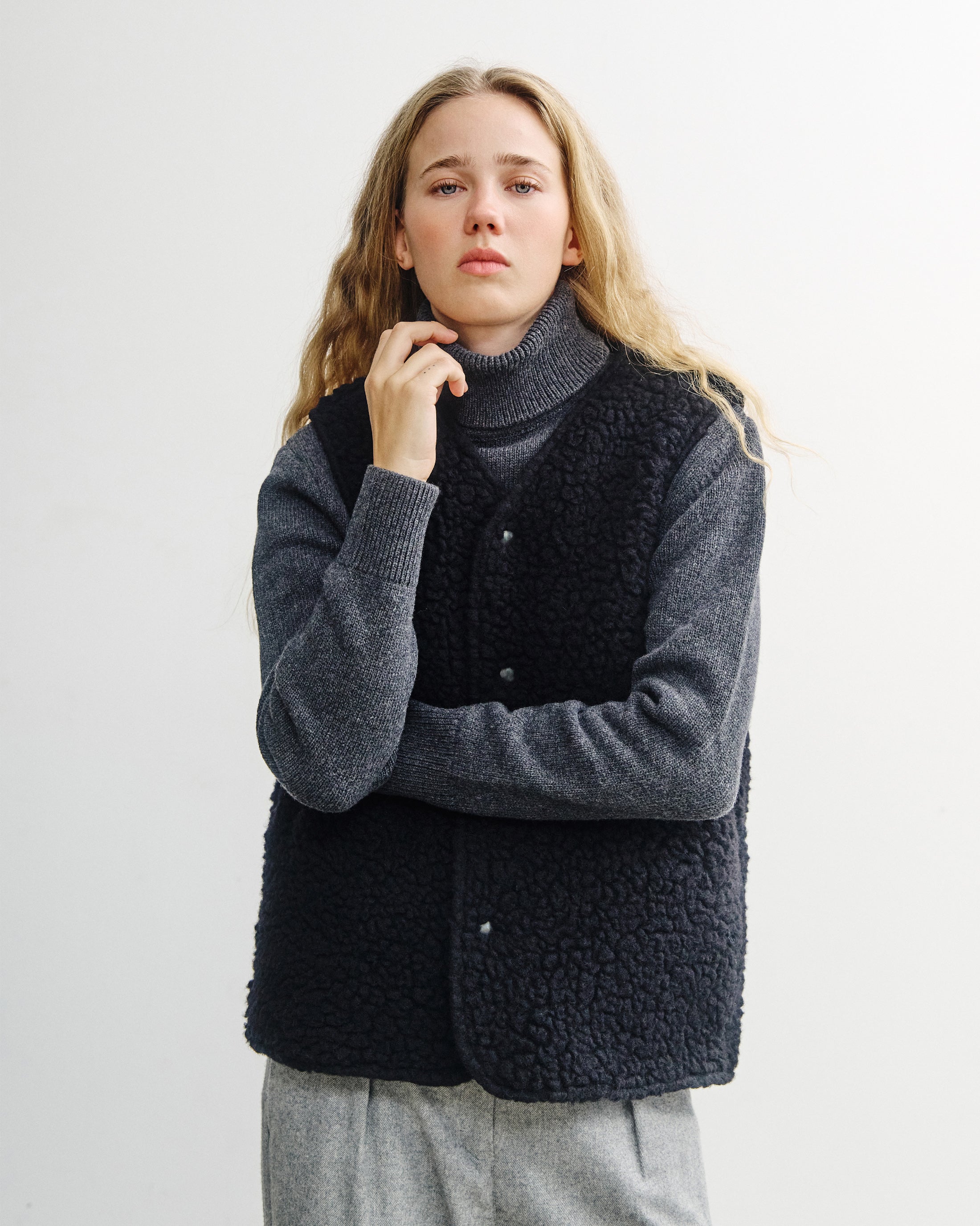 Sherpa Weste Bio Wolle - Schwarz