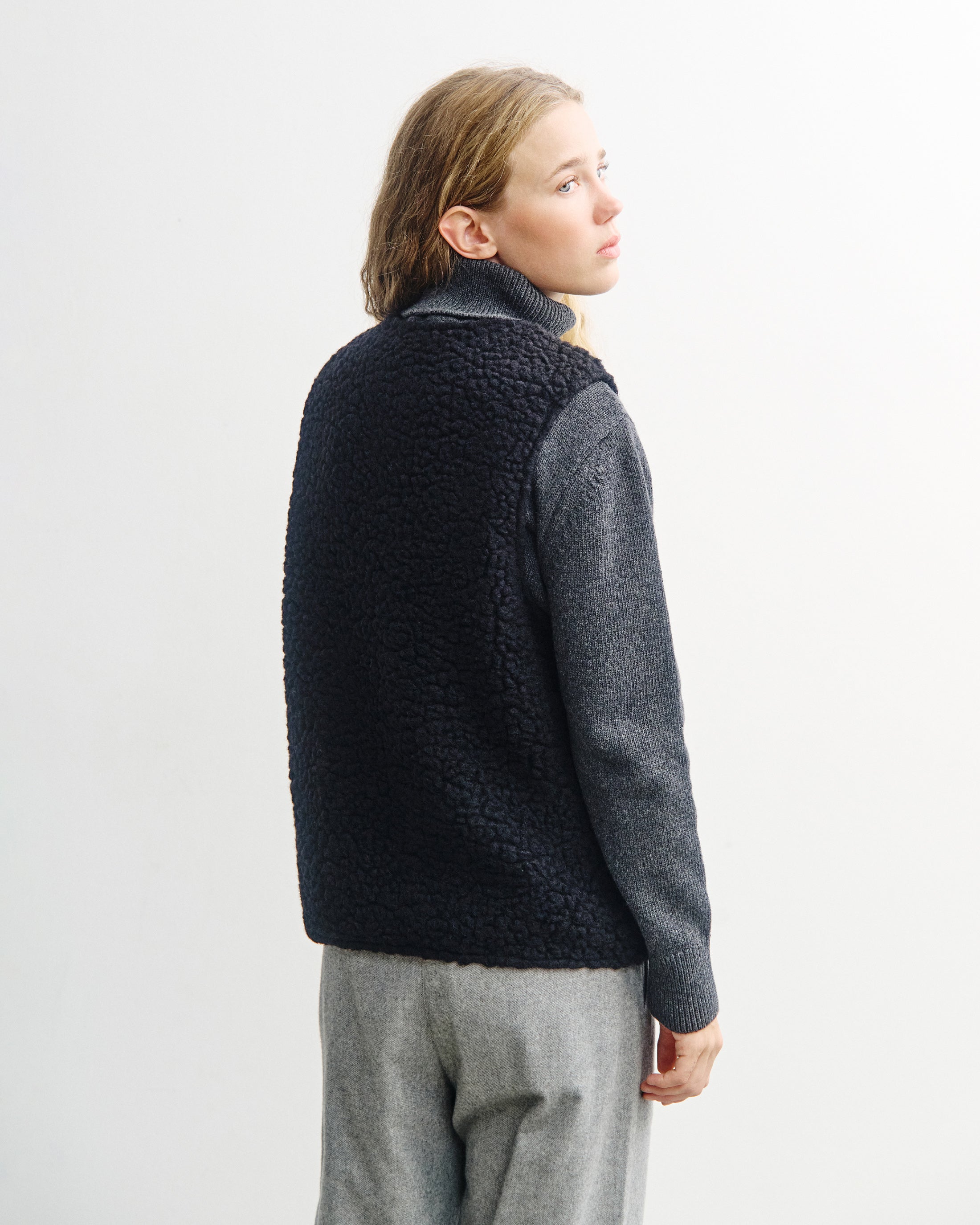 Sherpa Weste Bio Wolle - Schwarz