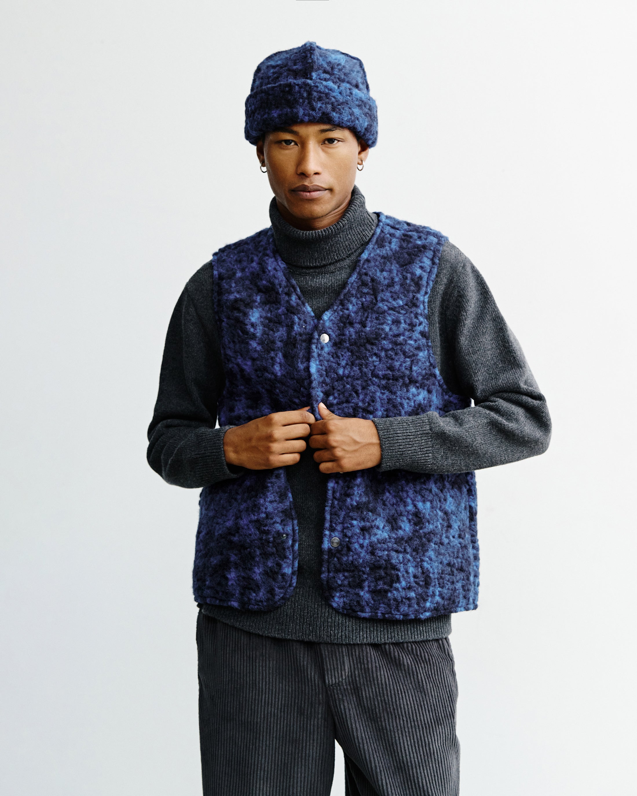 Sherpa Weste Bio Wolle - Blau