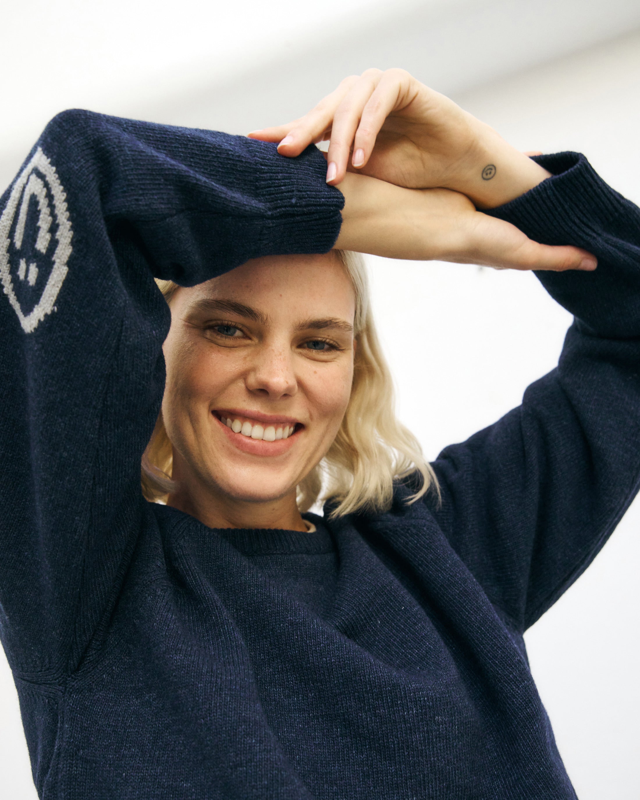 Smiling Strickpullover Recycelte Wolle - Dunkelblau