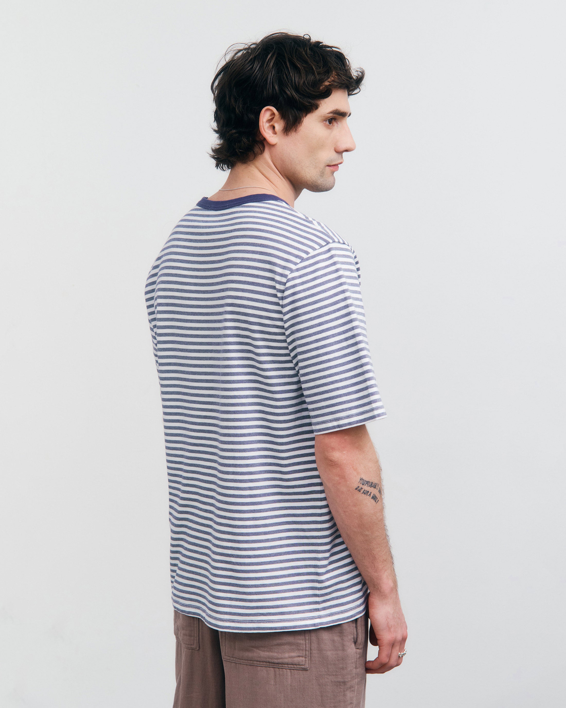 Gestreiftes T-Shirt Bio Baumwolle - Blau