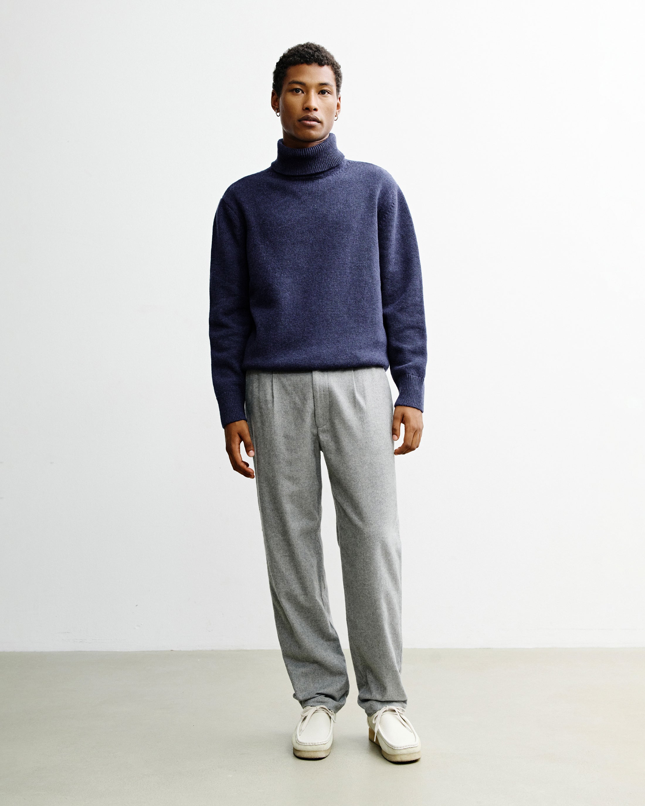 Rollkragen Pullover Merinowolle - Blau
