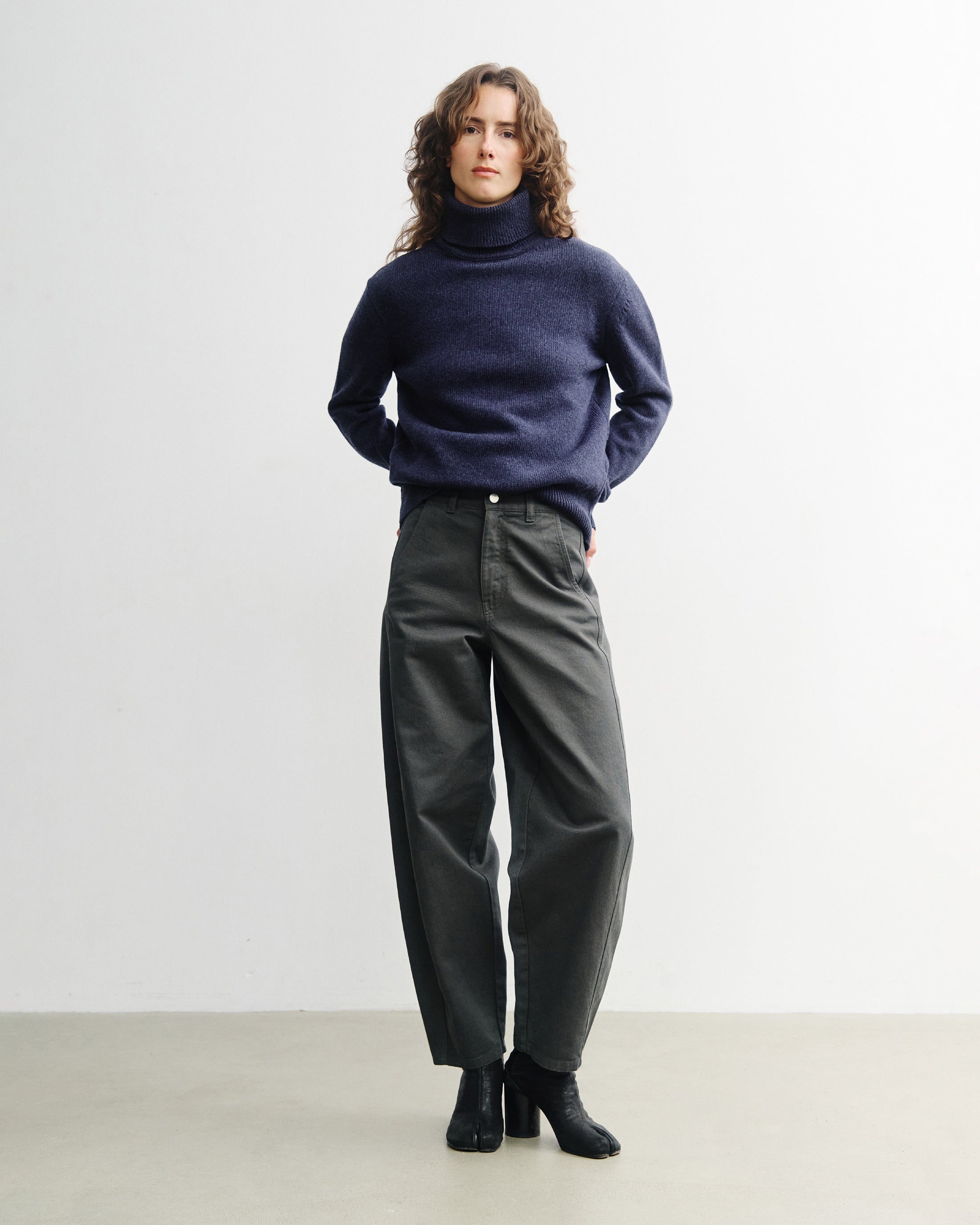 Rollkragen Pullover Merinowolle - Blau