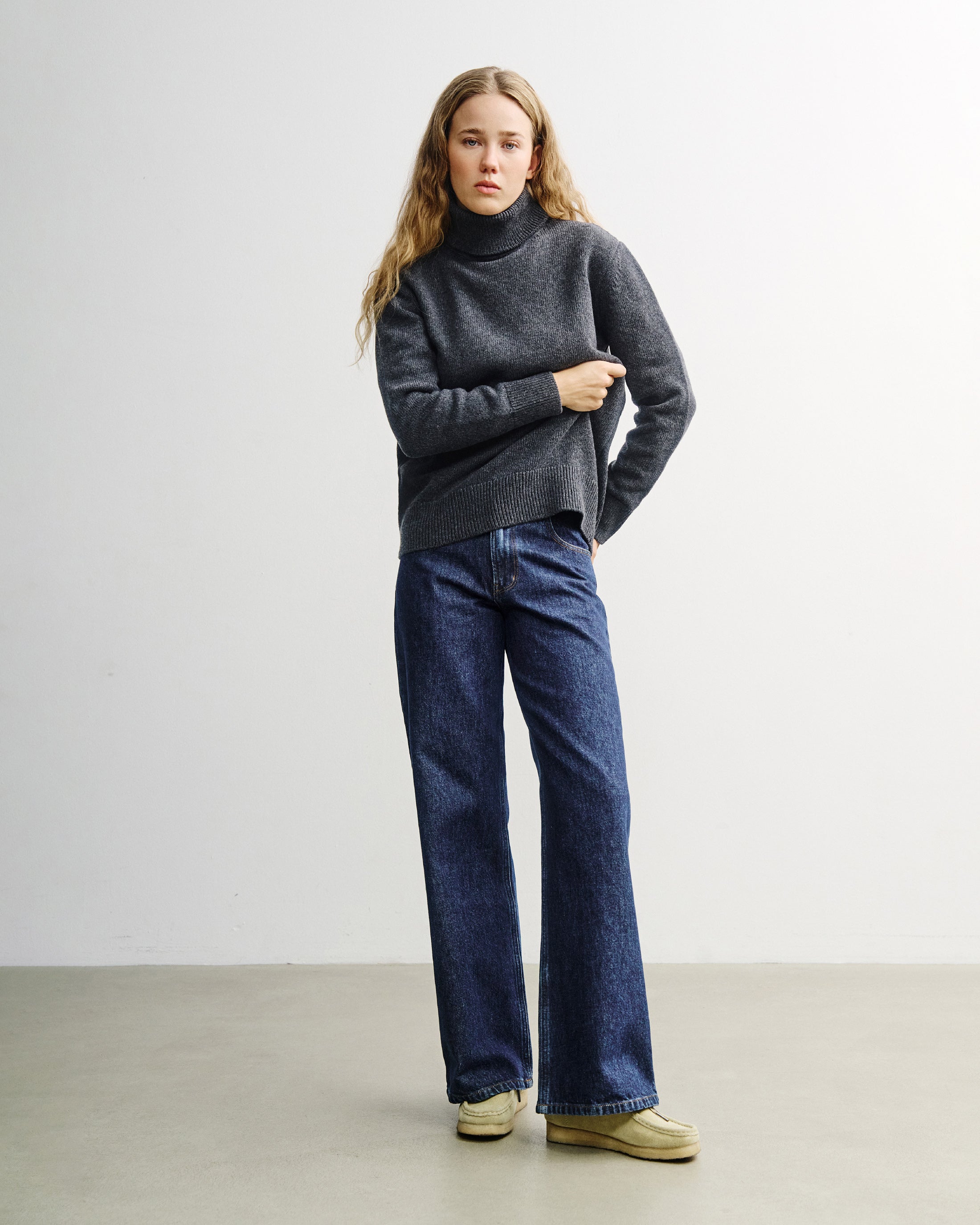 Rollkragen Pullover Merinowolle - Anthrazit