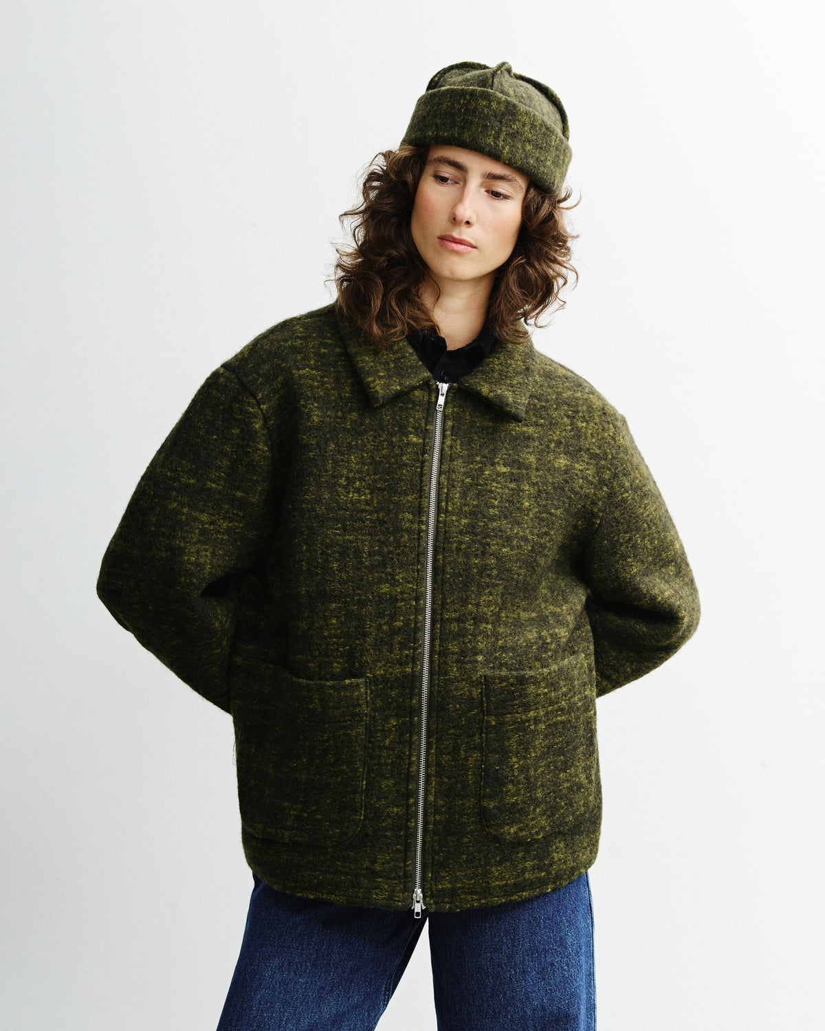Workwear Jacke Wollmischung - Speckled Green