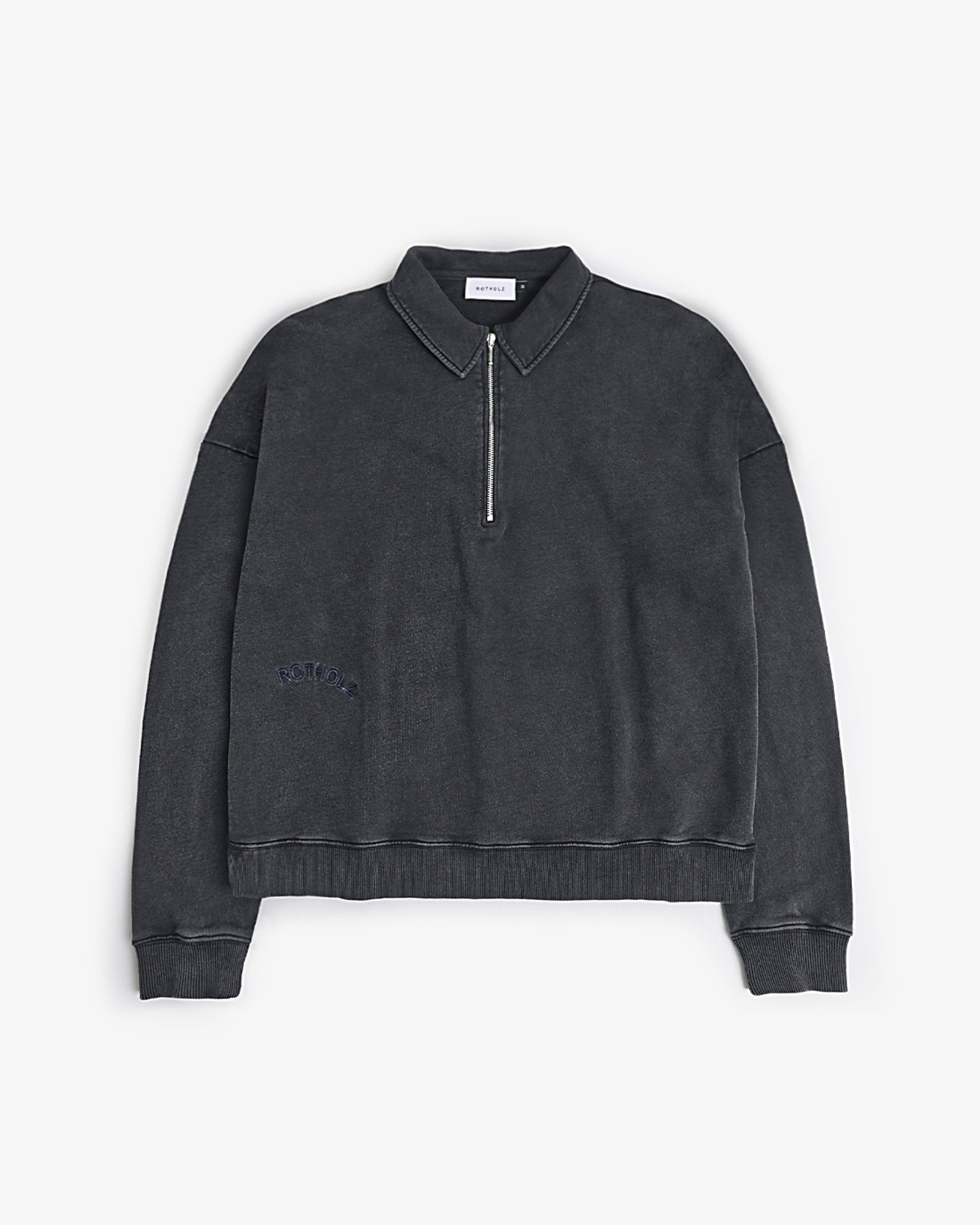 Polo Half Zip Sweatshirt Bio Baumwolle - Schwarz