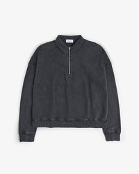 Polo Half Zip Sweatshirt Bio Baumwolle - Schwarz