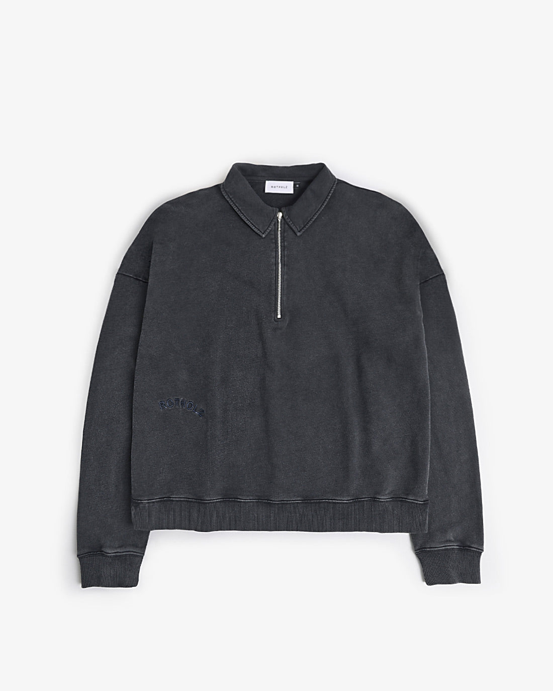 Polo Half Zip Sweatshirt Bio Baumwolle - Schwarz