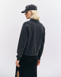 Polo Half Zip Sweatshirt Bio Baumwolle - Schwarz