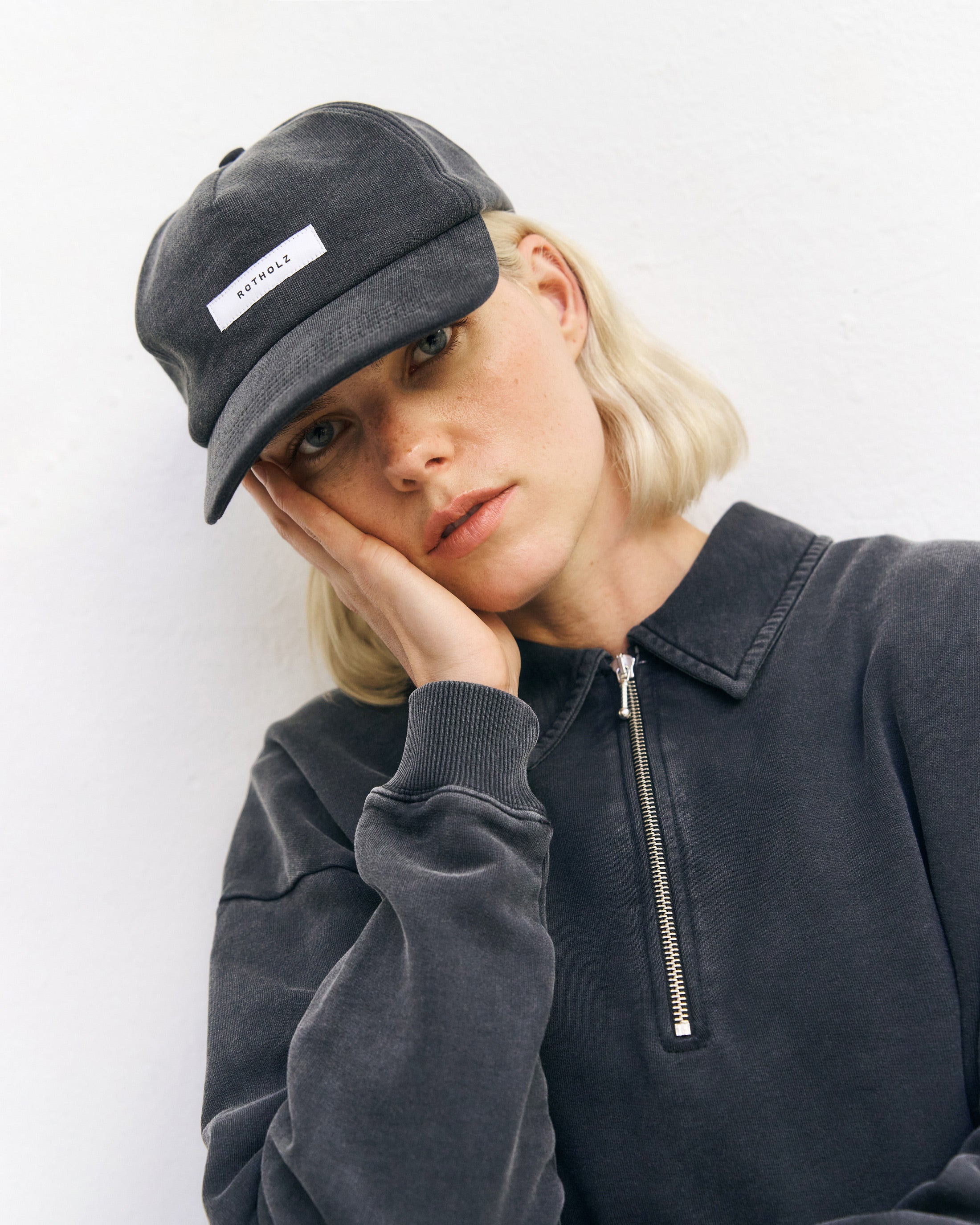 Polo Half Zip Sweatshirt Bio Baumwolle - Schwarz