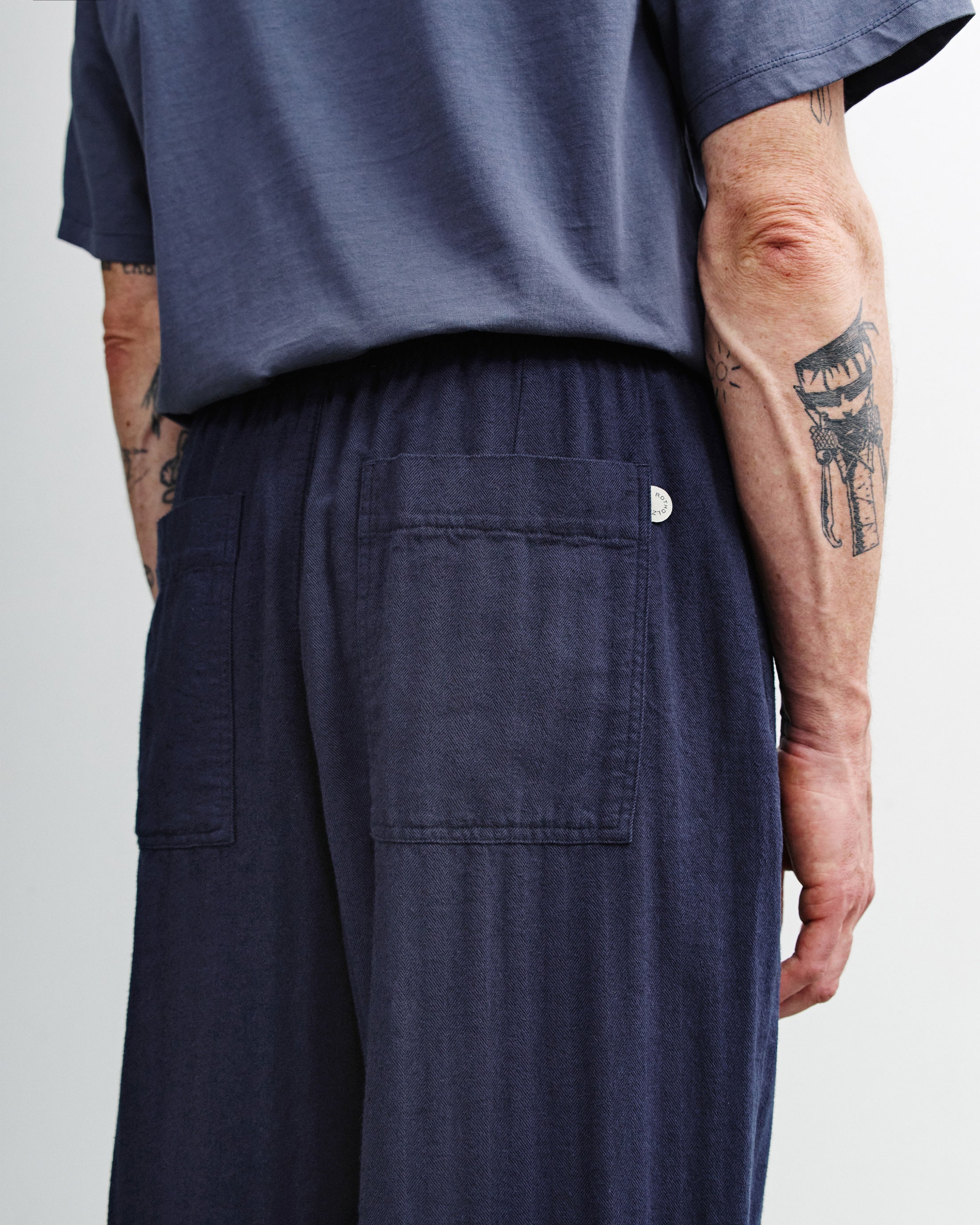 Weite Bundfaltenhose Bio Baumwolle - Blau