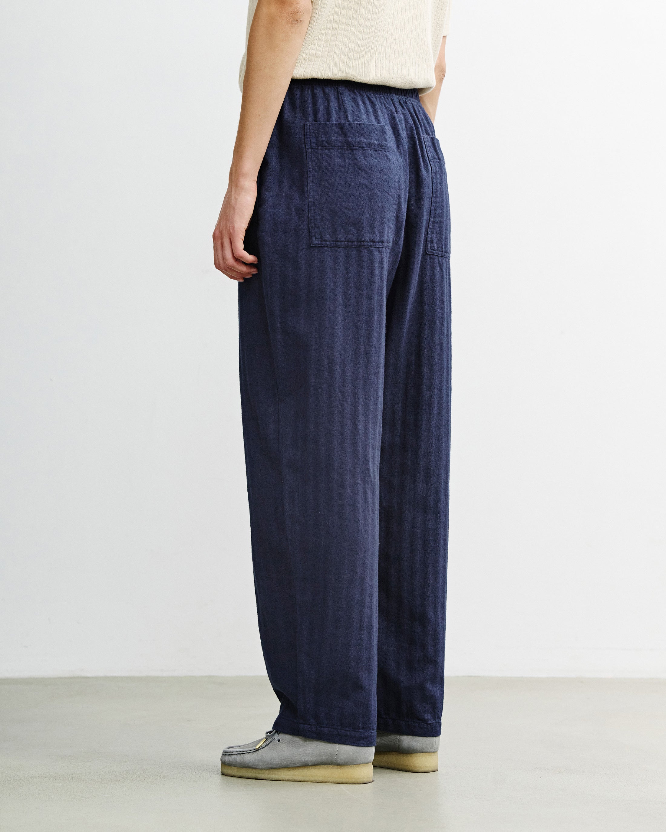 Weite Bundfaltenhose Bio Baumwolle - Blau