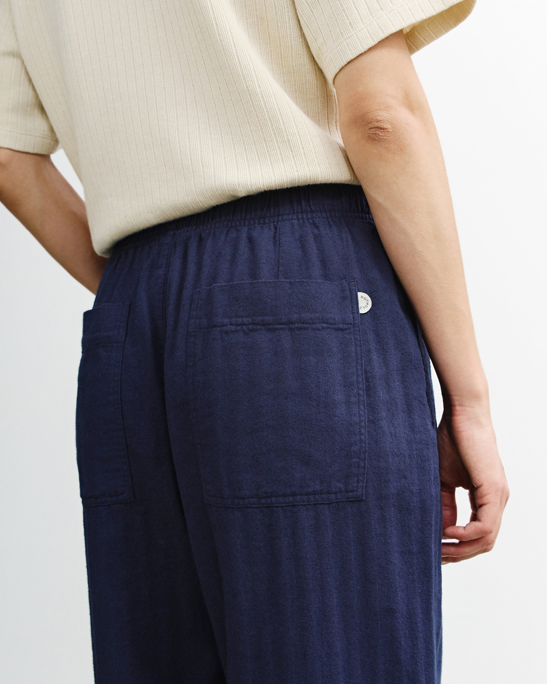 Weite Bundfaltenhose Bio Baumwolle - Blau