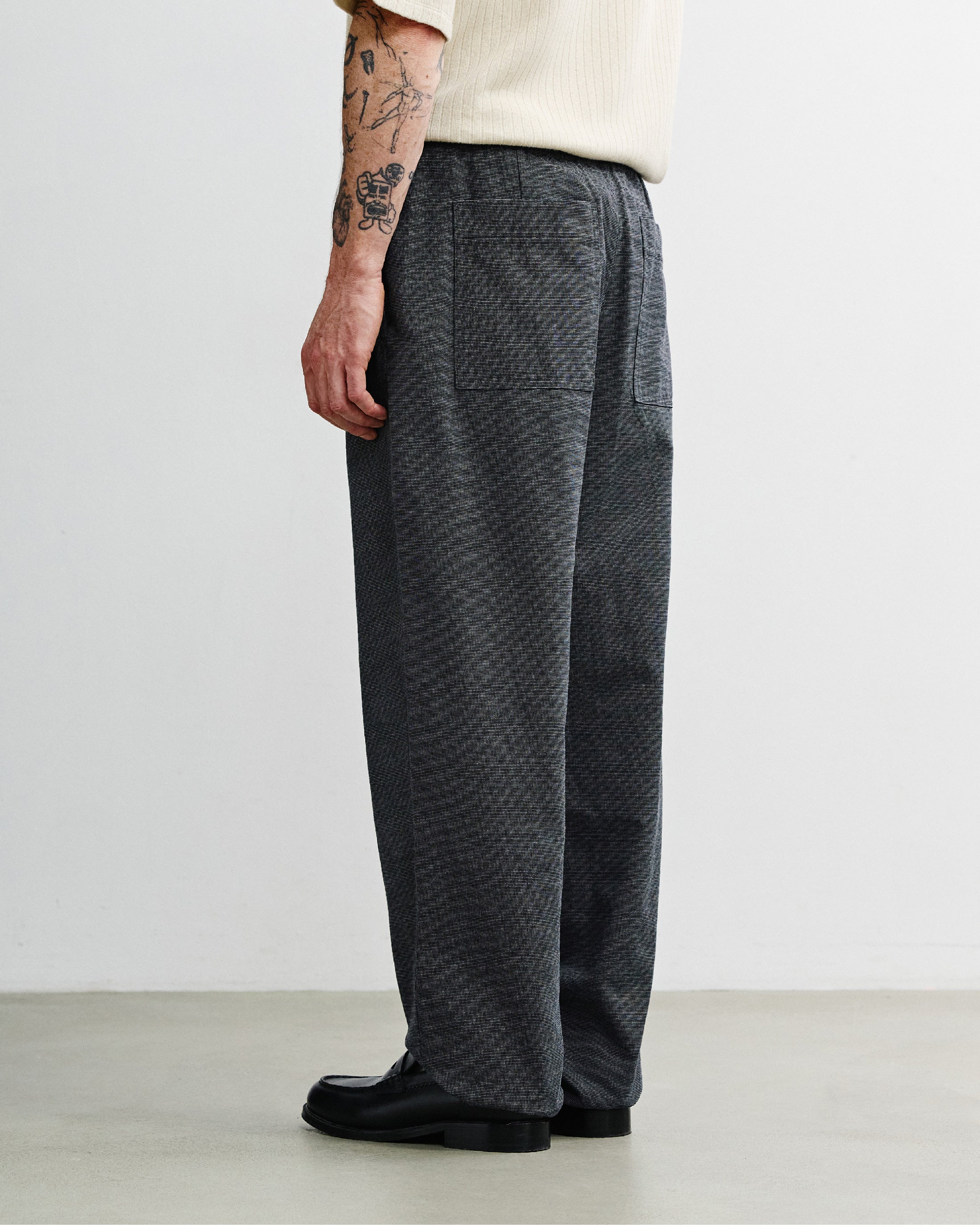 Weite Bundfaltenhose Bio Baumwolle - Grau Melange