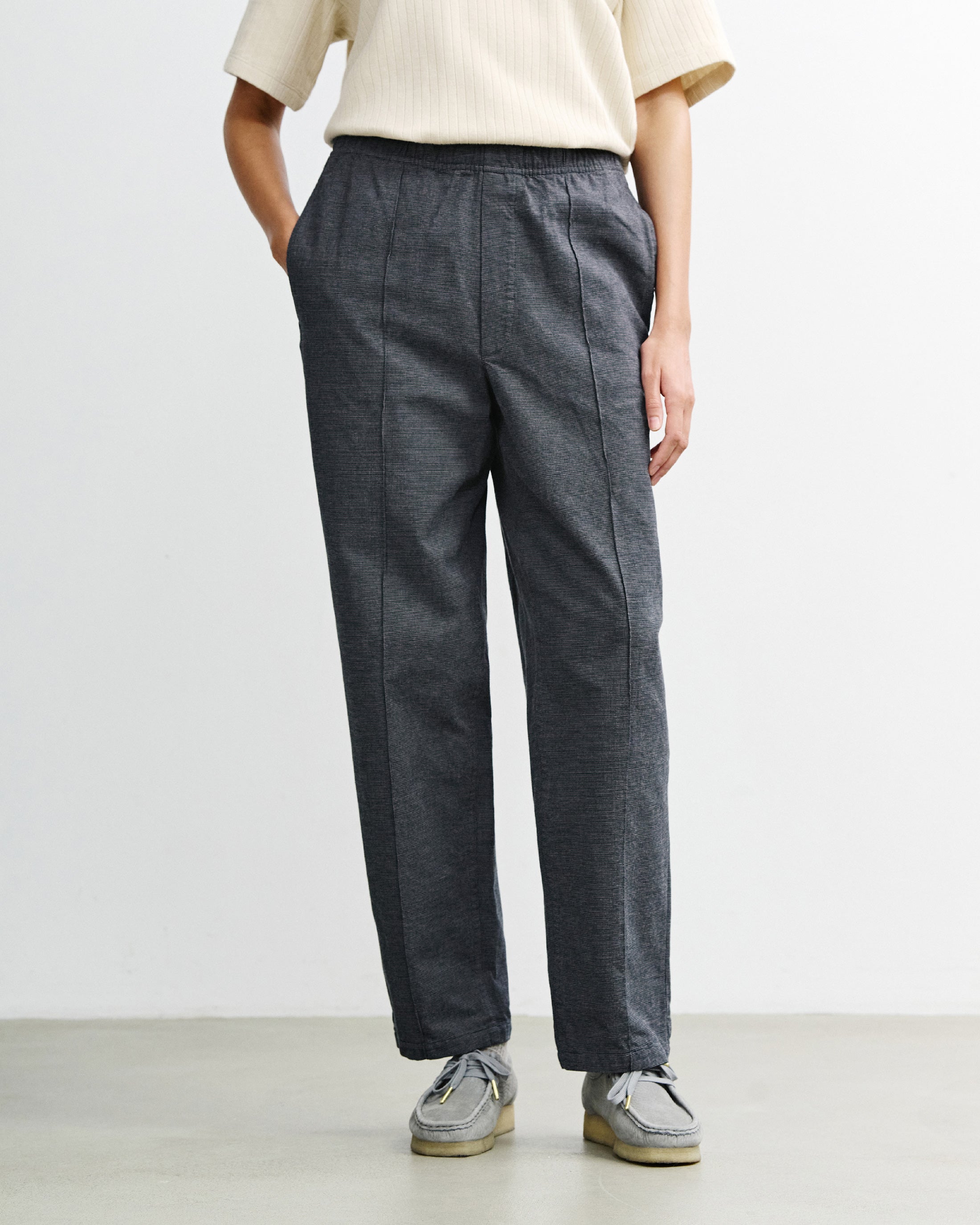 Weite Bundfaltenhose Bio Baumwolle - Grau Melange