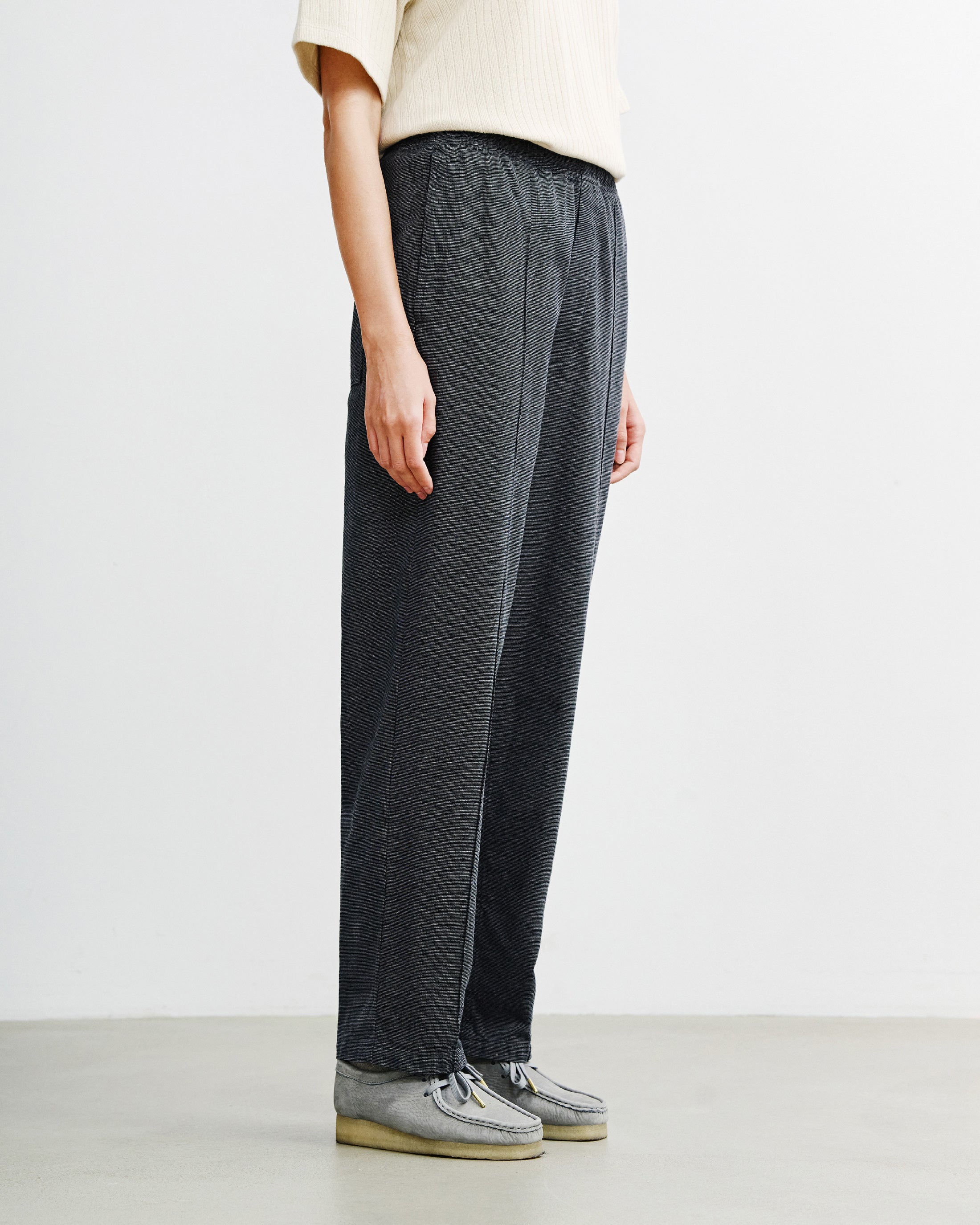 Weite Bundfaltenhose Bio Baumwolle - Grau Melange